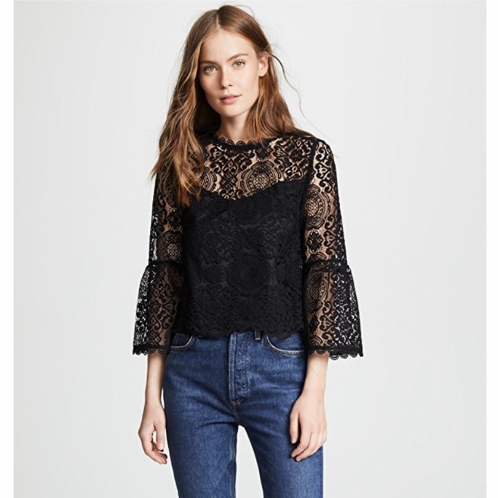 NWT Anthropologie BB Dakota Lace Bell Sleeve Top S
